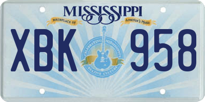 MS license plate XBK958
