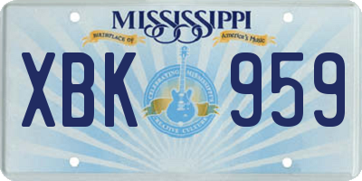 MS license plate XBK959