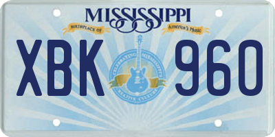 MS license plate XBK960