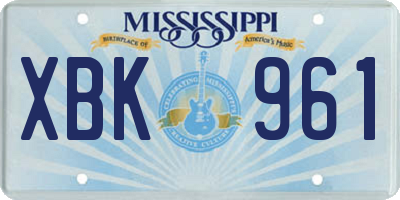 MS license plate XBK961