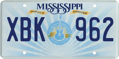 MS license plate XBK962