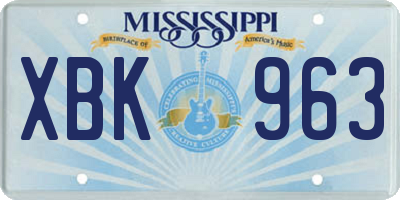 MS license plate XBK963