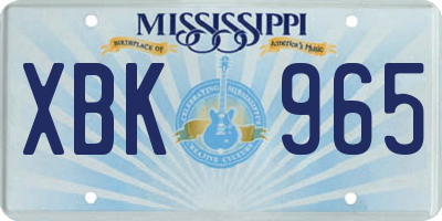 MS license plate XBK965