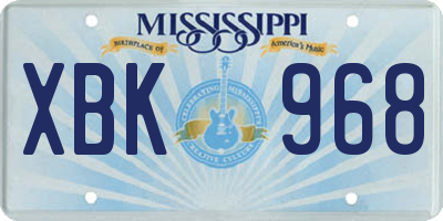 MS license plate XBK968