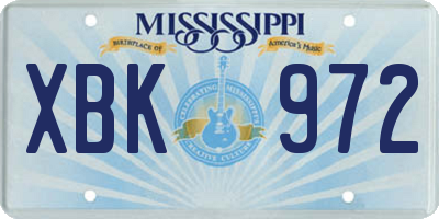 MS license plate XBK972