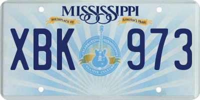 MS license plate XBK973