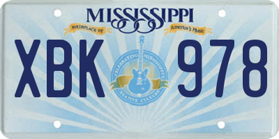MS license plate XBK978