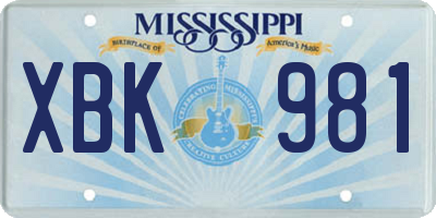 MS license plate XBK981