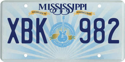 MS license plate XBK982