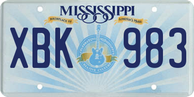 MS license plate XBK983