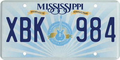 MS license plate XBK984