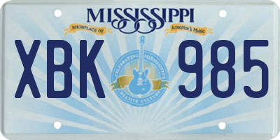 MS license plate XBK985