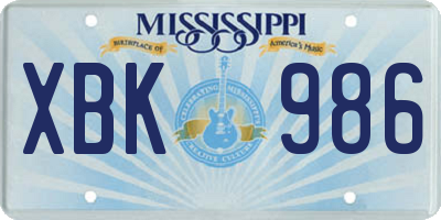 MS license plate XBK986