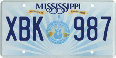 MS license plate XBK987