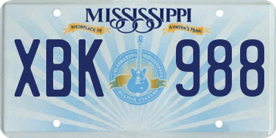 MS license plate XBK988