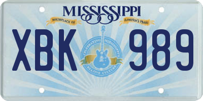 MS license plate XBK989