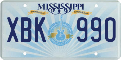 MS license plate XBK990