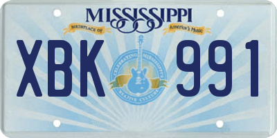 MS license plate XBK991