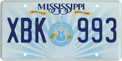 MS license plate XBK993