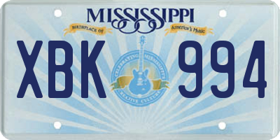 MS license plate XBK994