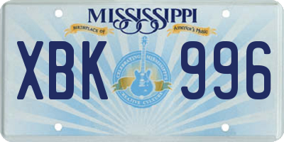 MS license plate XBK996