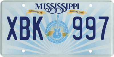 MS license plate XBK997