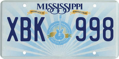 MS license plate XBK998