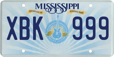 MS license plate XBK999