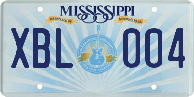 MS license plate XBL004