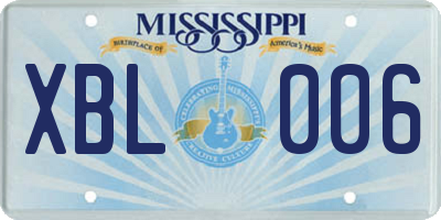 MS license plate XBL006