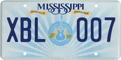 MS license plate XBL007