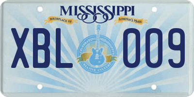 MS license plate XBL009