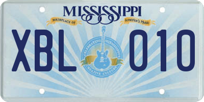MS license plate XBL010