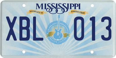 MS license plate XBL013