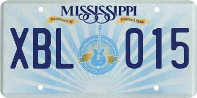 MS license plate XBL015