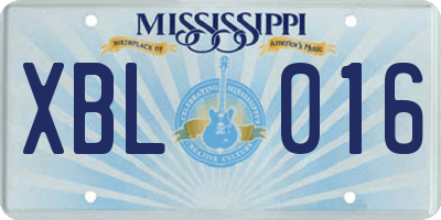 MS license plate XBL016