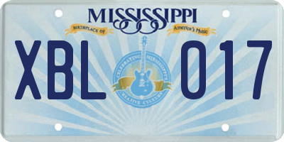 MS license plate XBL017