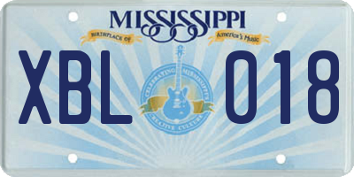 MS license plate XBL018