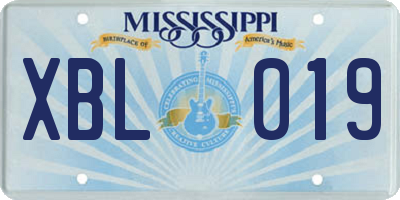 MS license plate XBL019
