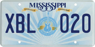 MS license plate XBL020