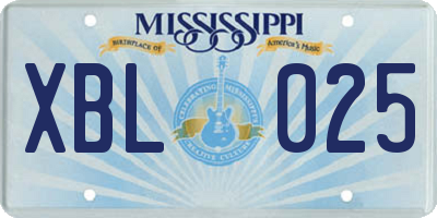 MS license plate XBL025