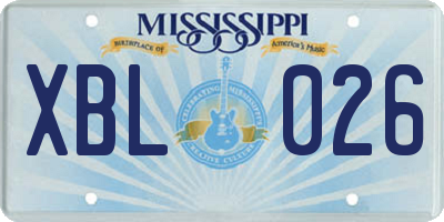 MS license plate XBL026