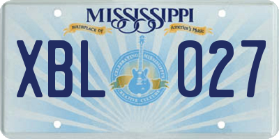 MS license plate XBL027