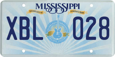 MS license plate XBL028