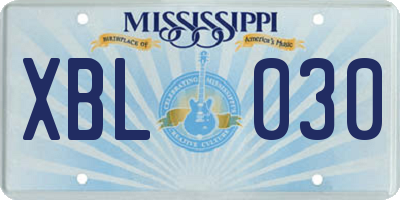 MS license plate XBL030