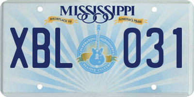 MS license plate XBL031