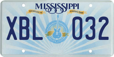 MS license plate XBL032