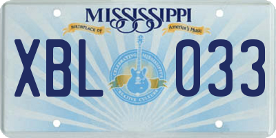 MS license plate XBL033