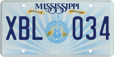 MS license plate XBL034