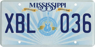 MS license plate XBL036